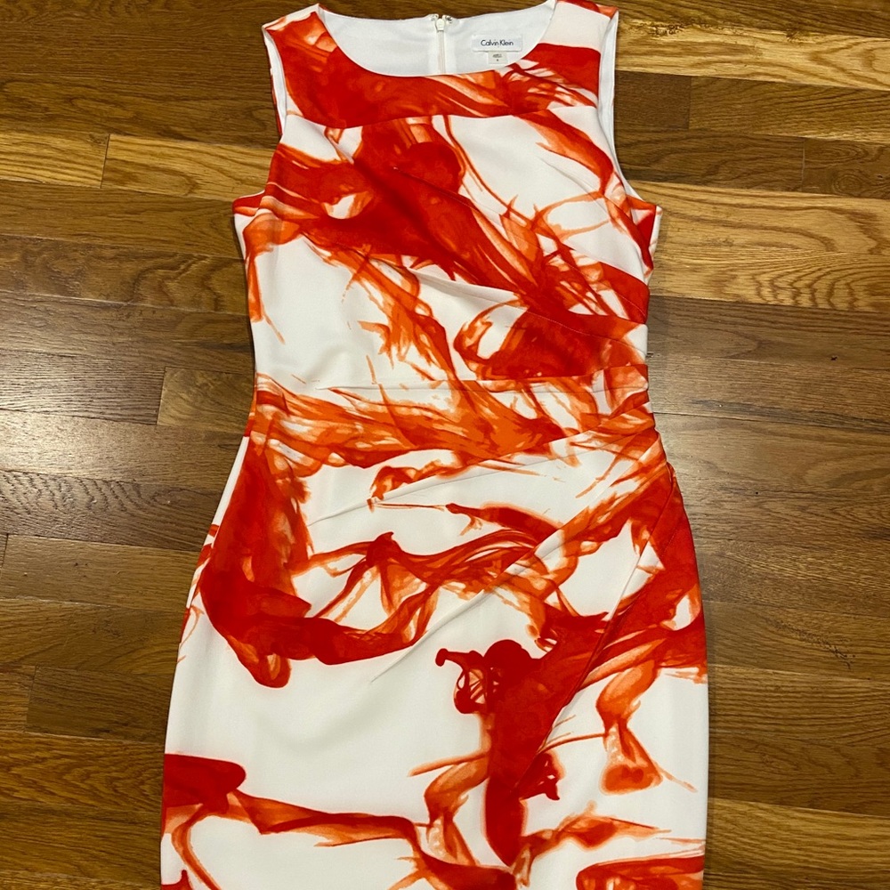 Calvin Klein size 8 red and white dress